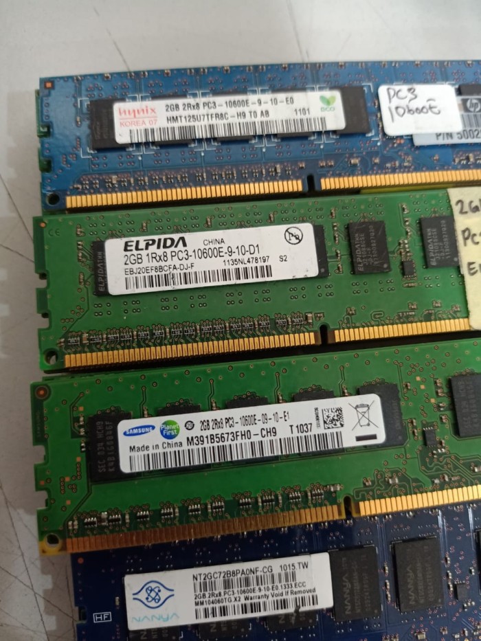 RAM SERVER 2GB 2RX8 1RX8 PC3 10600E MERK MIX BERGARANSI
