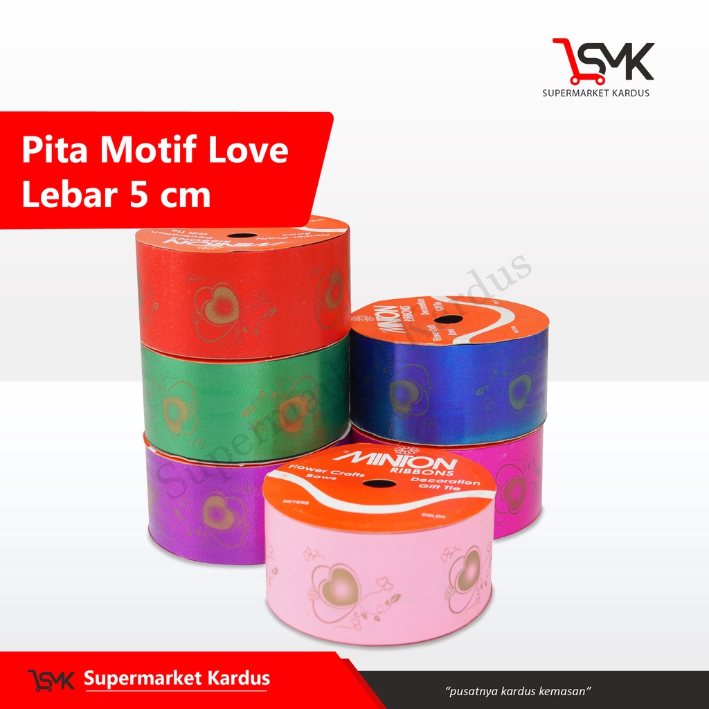 

Pita Motif Love ( 2" / 5 CM) PER ROLL Pita/Pitakado/Pitamotif/Hampers/tali