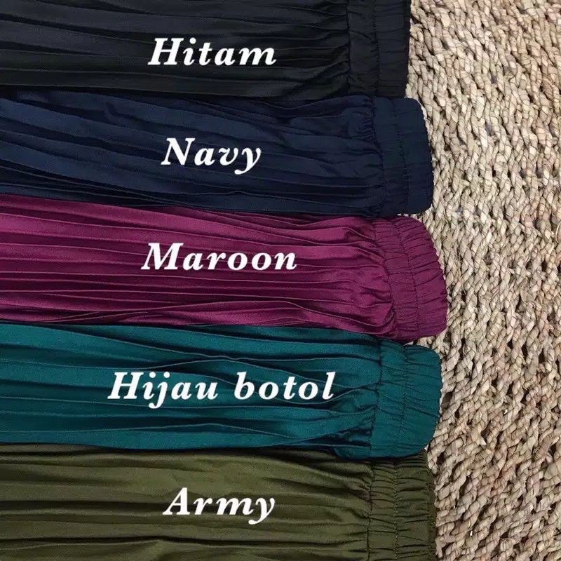 Rok plisket premium polos warna