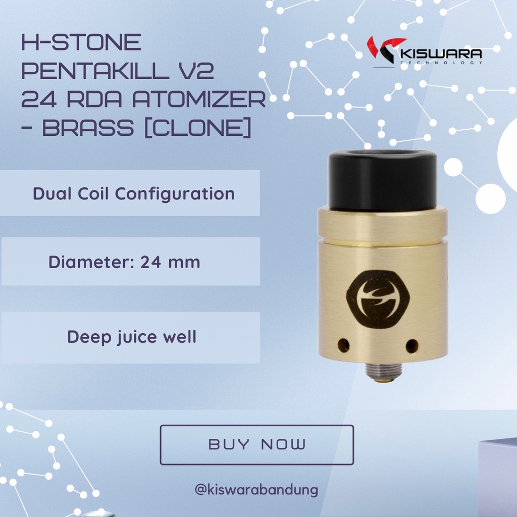 H-Stone Pentakill V2 24 RDA Atomizer - BRASS [Clone] KiswaraBandung