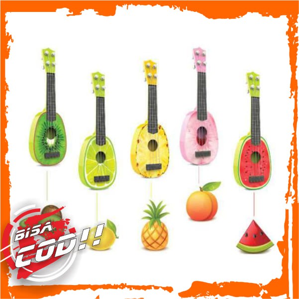 Ukulele Gitar Mainan Gambar Buah-Buahan - AK88