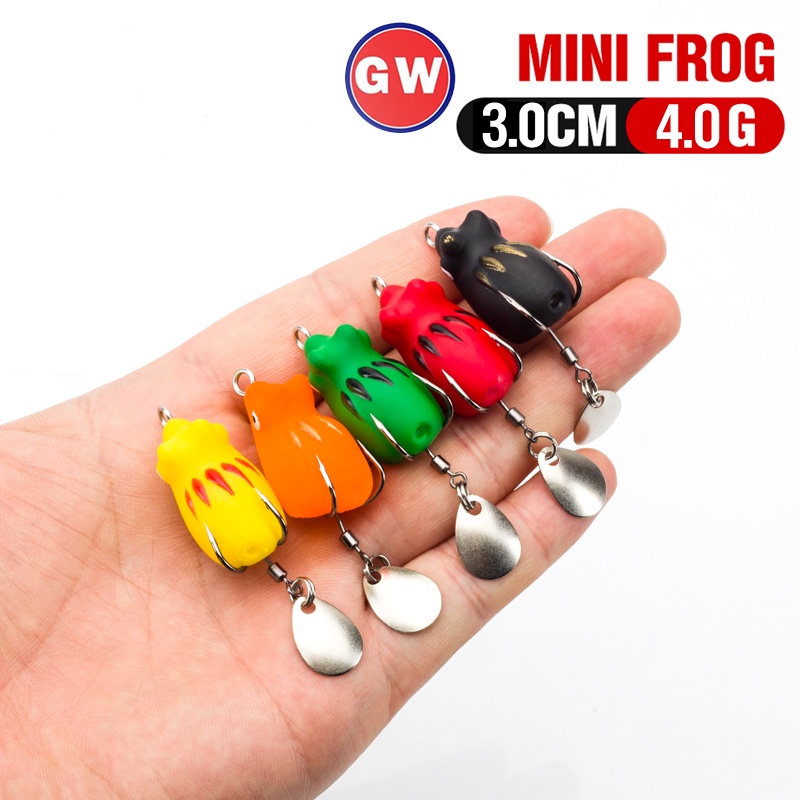 1pc Umpan Pancing Softlure Bentuk Katak Mata 3D 3cm 4g 5 Warna Dengan Kail Ganda