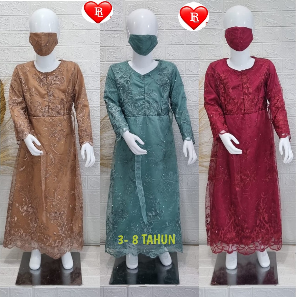 GAMIS BRUKAT MUTIARA AMIRA ANAK ANAK TERBARU / GAMIS PESTA ANAK / GAMIS KEBAYA ANAK TEBARU MODERN / GAMIS MEWAH ANAK ANAK TERMURAH