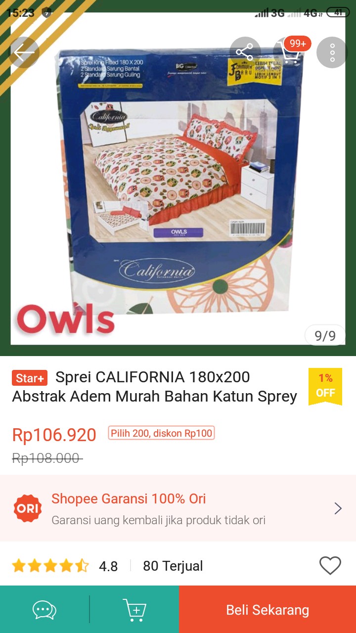 Sprei California 180x200 Abstrak Adem Murah Bahan Katun Sprey Kalifornia Dewasa - Ijn Plaza