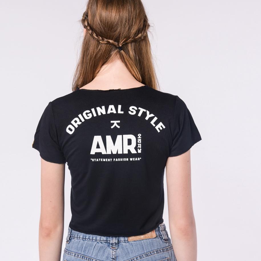 Kekinian AMR ORIGINAL - 101 OVERLOAD TEE - ATASAN KAOS WANITA CROP KOREAN STYLE 시