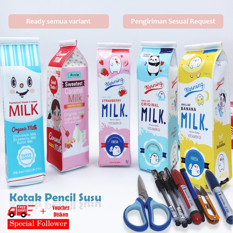 

Atdiva Milk Pouch Kotak Tempat Pensil Susu Lucu Unik