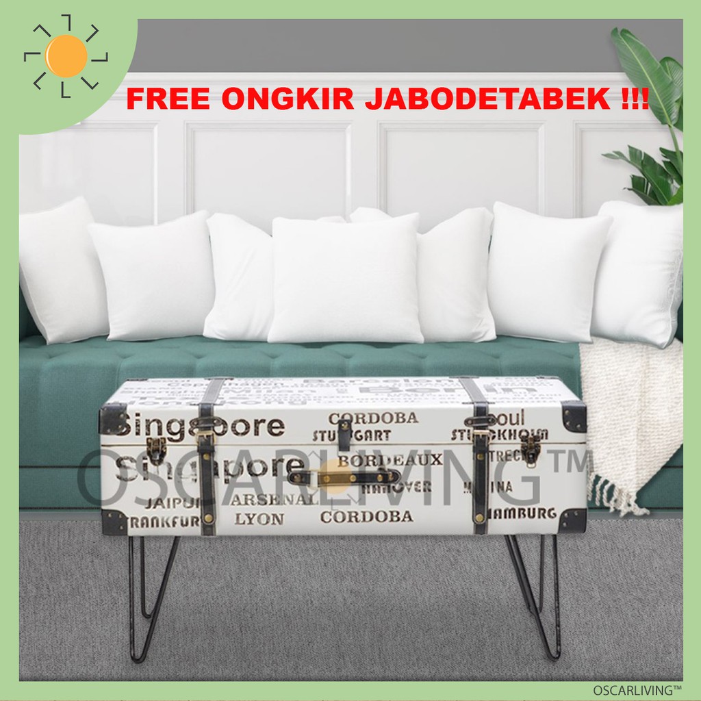 Coffee Table Vintage La Luciola Motif WHITE CITY/Meja Tamu Kayu Mahoni