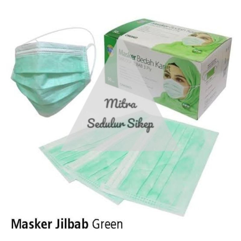 Masker hijab Onemed l Masker Headloop l Masker Jilbab