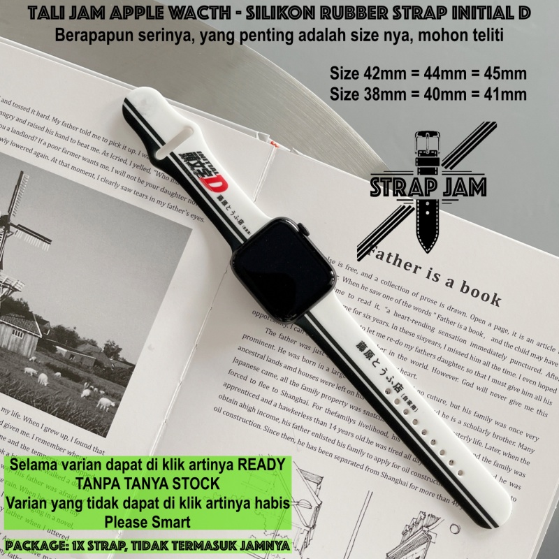 INITIAL D Strap Jam Apple Watch 45mm 44mm 42mm 41mm 40mm 38mm - Tali Jam Tangan Silikon Rubber