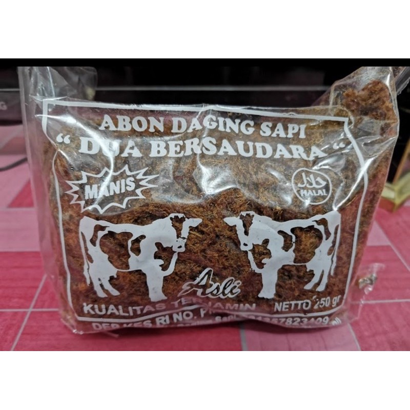 

Abon Daging Sapi Manis/Pedas 250gr DUA BERSAUDARA
