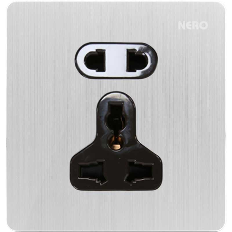 TITANIUM V1191-Silver Stop Kontak Universal + Double Port USB NERO