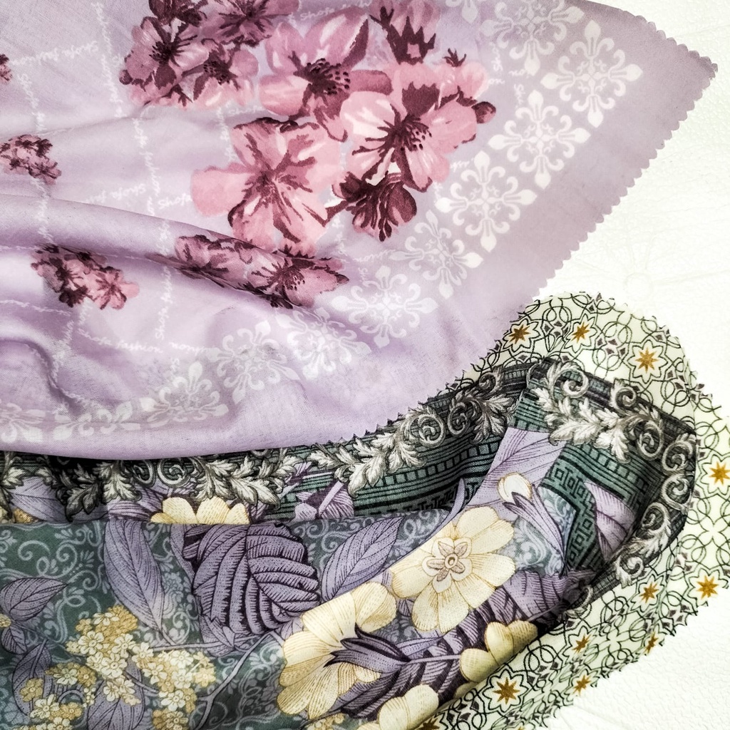 KERUDUNG SEGIEMPAT MOTIF BUNGA / BATIK HIJAU / ABSTRAK HIJAB SEGIEMPAT MOTIF HERMAS