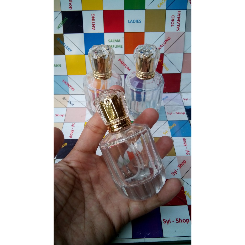 Botol Parfum Spray 50 ml Bening Transparan Kombinasi tutup Gold