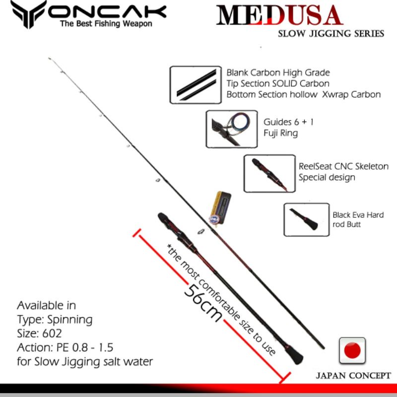 Joran ONCAK MEDUSA carbon solid / ring Fuji / 180cm / slow jigging rod