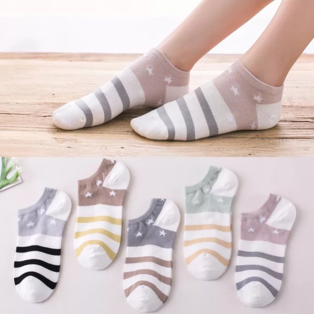 Kaus Kaki Anak-anak Versi Korea Bergaris Siswa Perempuan Kaus Kaki Perahu Kaus Kaki