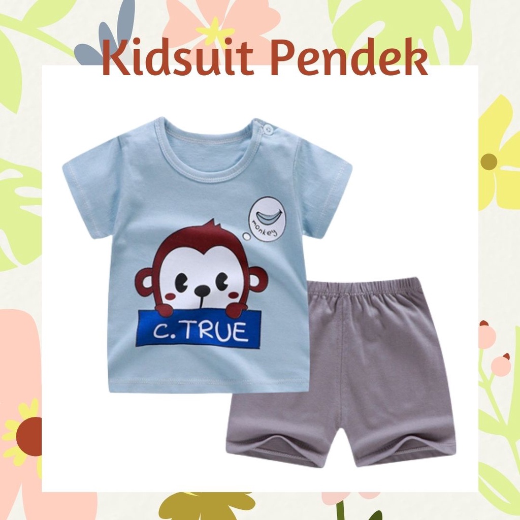 Plazababyku KIDS SUIT PENDEK Setelan Anak Bahan Kaos Lengan + Celana Berkualitas Import ebv cowok