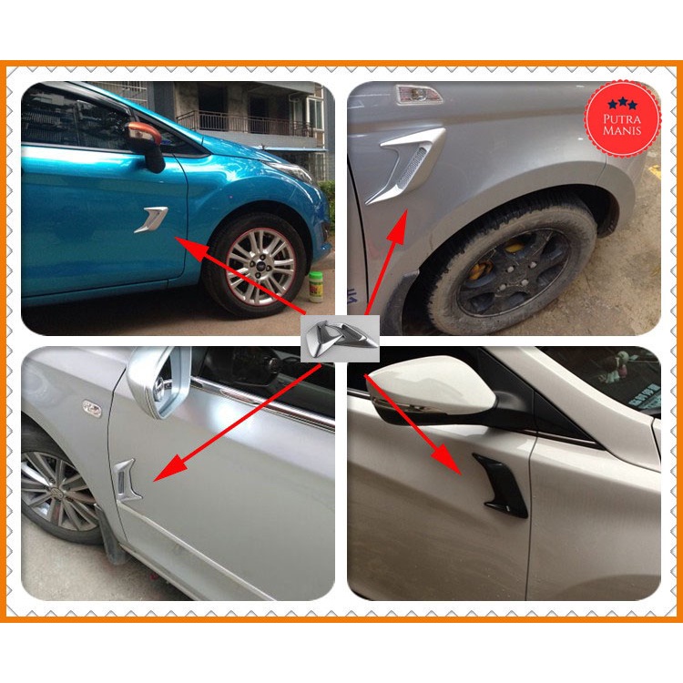 Car Air flow Side Fender dekorasi Variasi insang hiu Mobil Sedan MUV APU SUVisi 2 pcs Modif modifika