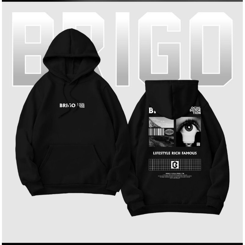 READY BISA COD! HOODIE KEREN PRIA BRIGO HITAM/BLACK size L