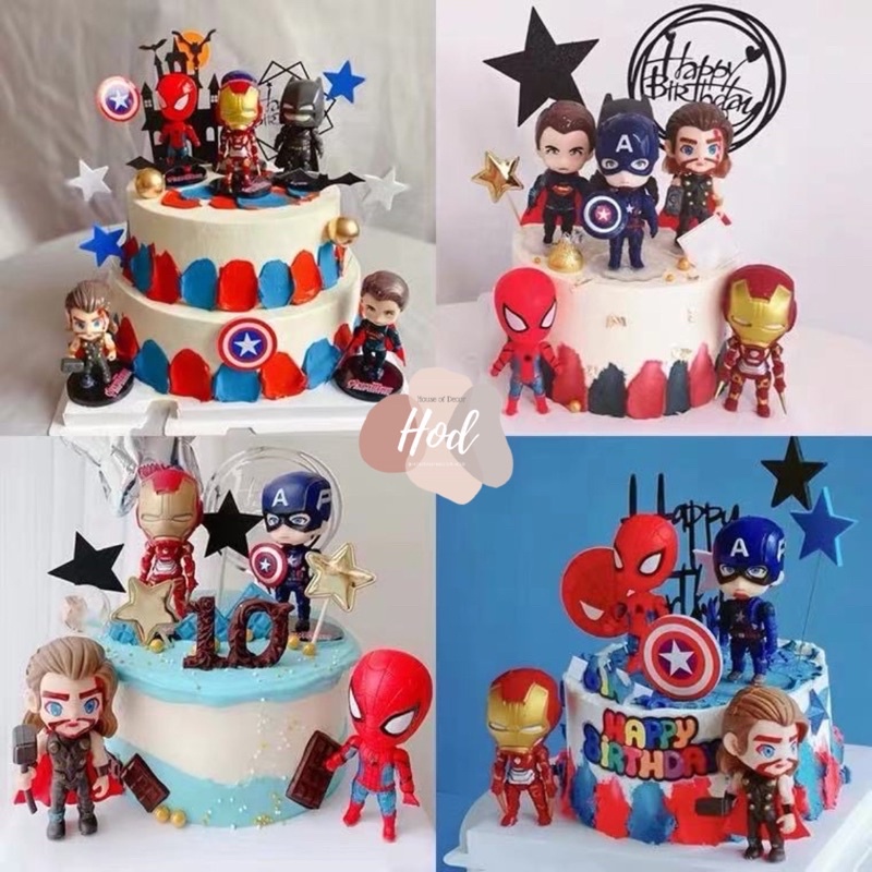 Topper Superhero Avengers DC Marvell Set Hiasan Kue Super Hero Ironman Superman Batman Captain Ameri