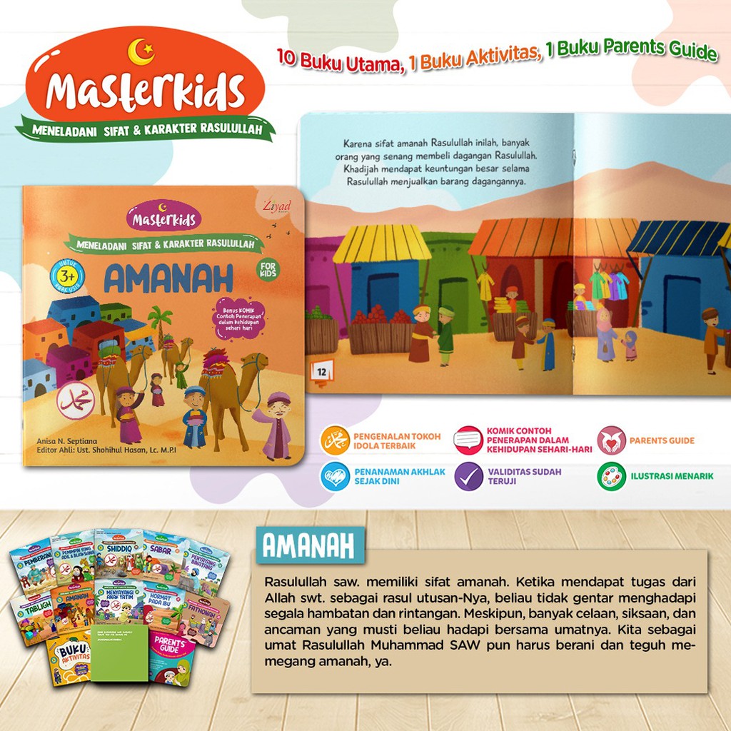 Buku Masterkids : Meneladani Karakter Rasulullah for Kids Edisi Ekslusif | Bonus Lunchset &amp; Goody bag