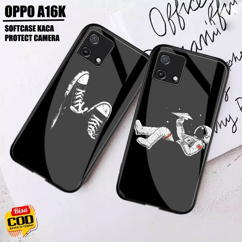 Softcase Glass Kaca Oppo A16K Oppo A16E - K02 - Case Hp Oppo A16K Oppo A16E - Casing Hp Oppo A16K Op
