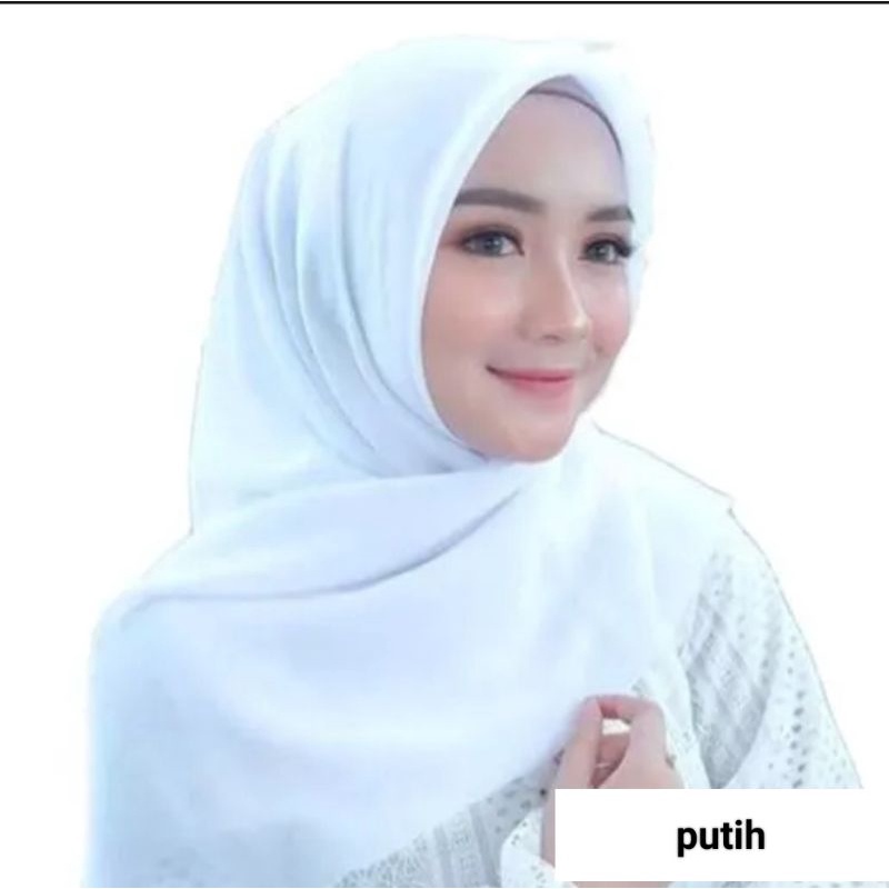 HIJAB segi empat Bella square anti letoy variasi warna putih dan hitam