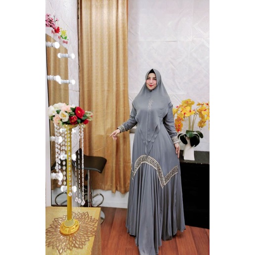 Khazanah Series Ori by Fatimah Syar’i / Gamis Pesta Mewah / Gamis Set Syar’i / Gamis Polos / Baju Syari Terbaru / Fashion Muslimah Branded-C