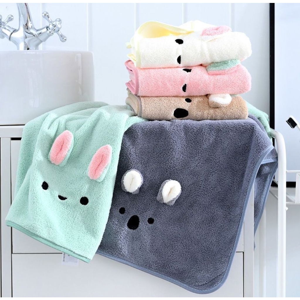 Handuk Anak Kuping Timbul / Handuk bayi karakter kuping microfiber Ukuran 50x100 cm dan 60x120 cm Daya serap tinggi