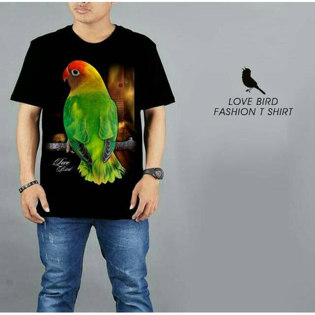 Lovebird kuning kaos hitam spandek cowok keren