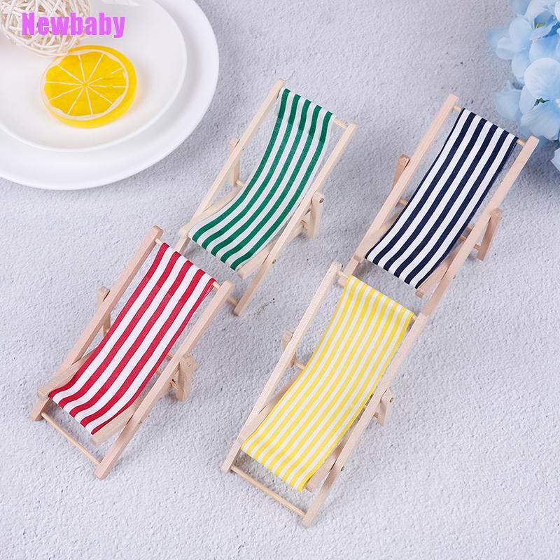 (Newbaby) 2pcs Miniatur Kursi Pantai Mini Bahan Kayu Untuk Aksesoris Rumah Boneka 1: 12