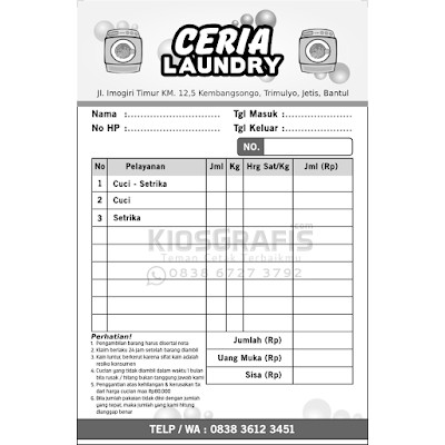 Nota Laundry Customkwitansifaktur Laundry 2ply