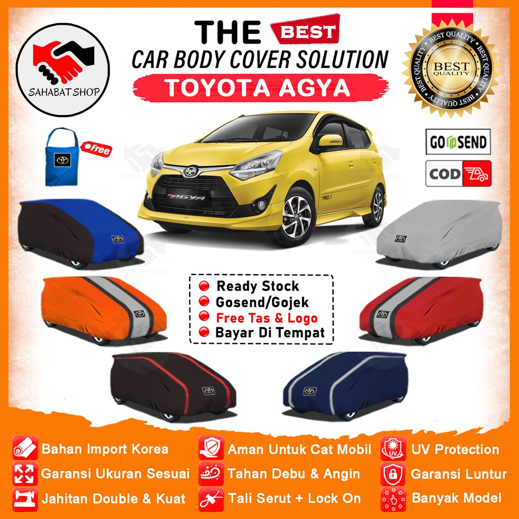 Body Cover Sarung Mobil Agya Selimut Penutup Agya GR Sport Outdoor 2013 2014 2015 2016 2017 2018 2019 2020 2021 2022 Tutup Mantel Jas Pelindung Terpal Kerudung Mantol Pembungkus Kerodong Kelambu Bungkus Mobil Waterproof