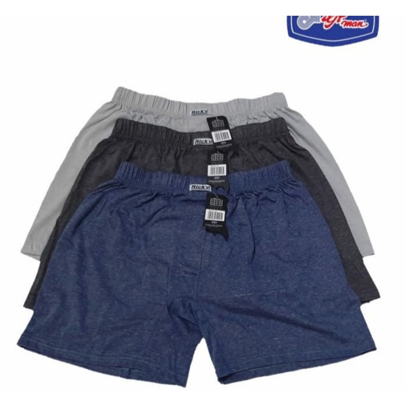 Celana Boxer Pria Ricky - RCS01 - Celana Pendek / Celana Santai - 1Pcs - Multicolour