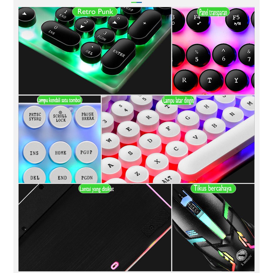 Keyboard Mechanical Komputer Set Gaming Mouse Dan Keyboard USB Cable RGB GTX300