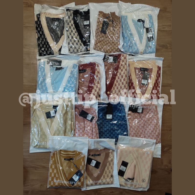 Buttonscarves X Benang Jarum Cardigan Monogram Series Black Cookies and Cream Cherry Red Velvet Cand