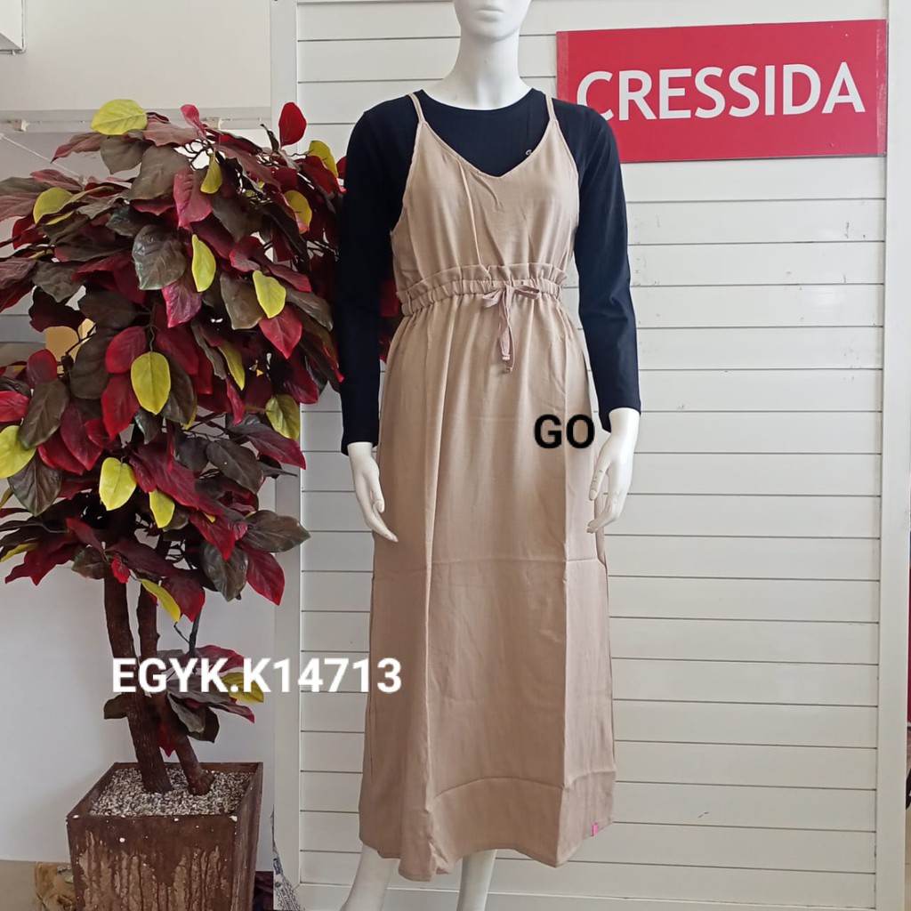 gof CRESSIDA GAMIS OVERALL Fashion Muslim Dress Muslimah Jumpsuit Tanpa Dalaman Singlet Berkancing