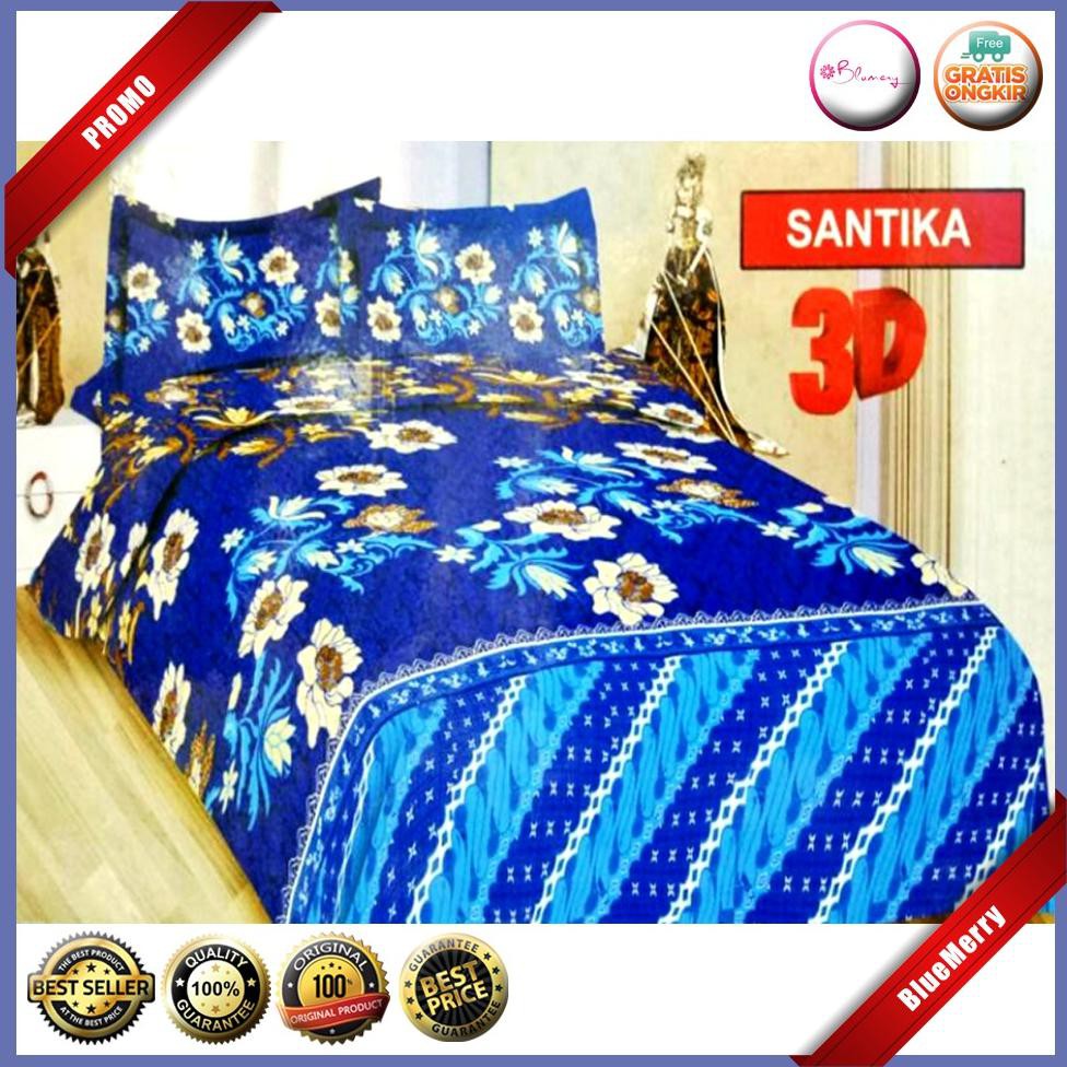 Sprei Bonita Santika King 180 No.1 Seprai Batik Biru Bunga Putih BMSC515