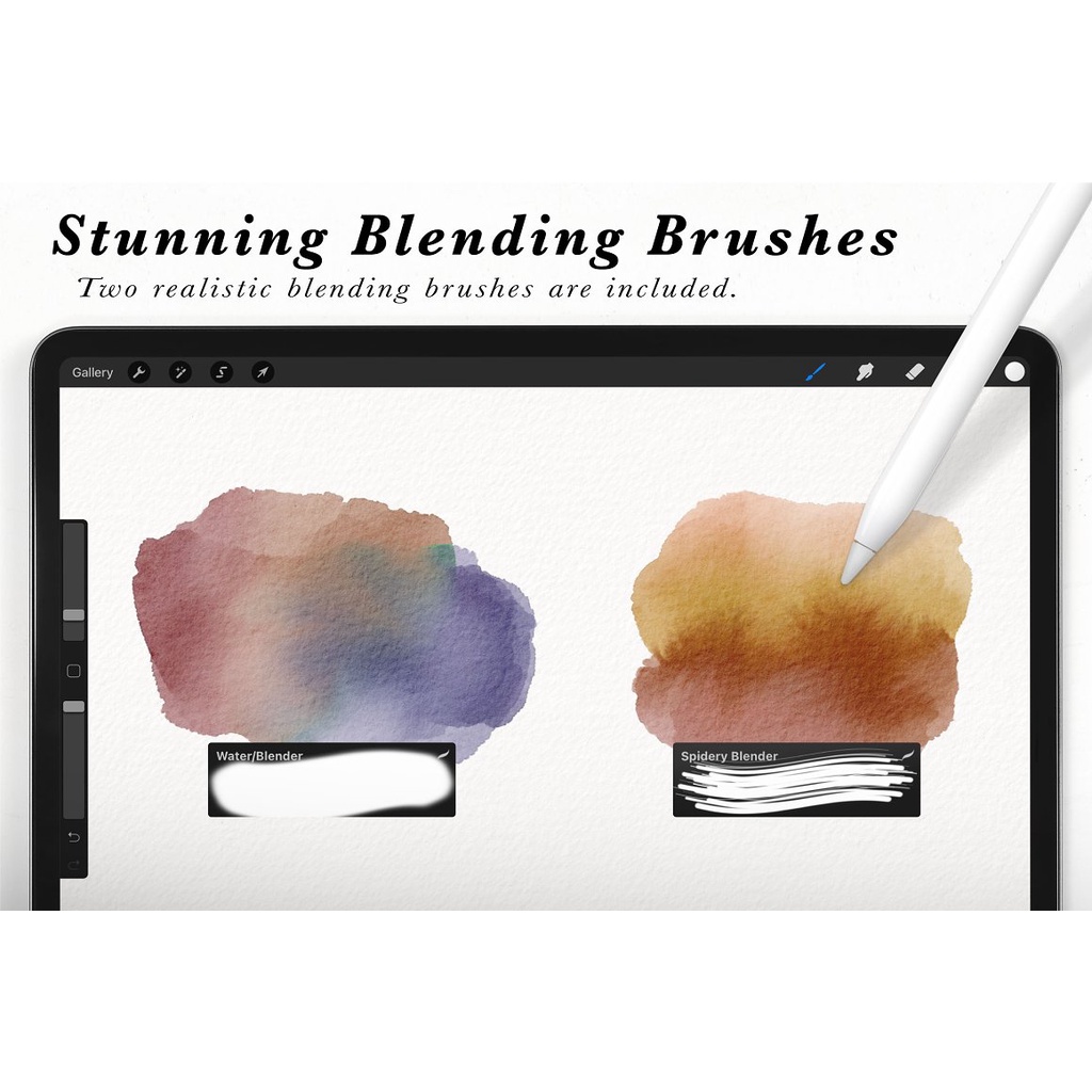 Procreate Brush - Impossible Watercolor Brush Pack Premium Kit + Watercolor Canvas Free Update