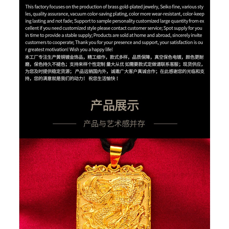 Kalung Emas Emas Asli Kadar 375Hias Liontin Naga Bentuk Persegi Gaya Korea Untuk Pria