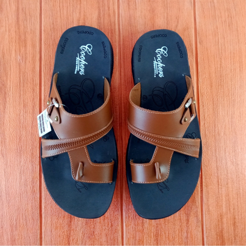 Sandal Pria Coopers F58 Selop Jempol Sol Lentur Size 38-42 Krem Coklat