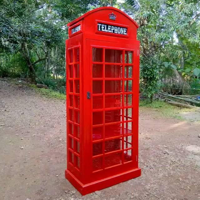 Lemari Kaca Hias London Lemari Telephone Unik Furnitur Mebel MURAH LARIS SHOPEE