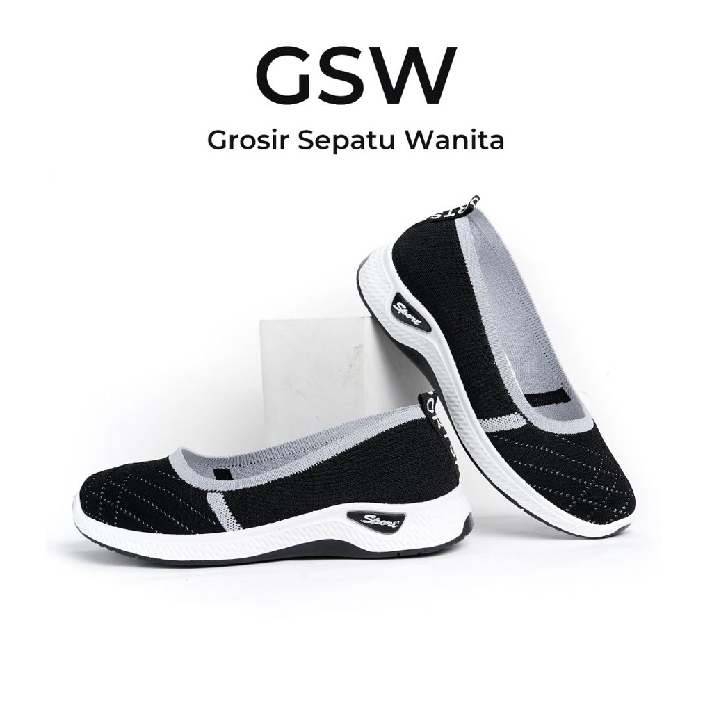 GSW - Sepatu Fashion Slip On Flyknit Import wanita Antislip Soft Canvas ( TP25 )