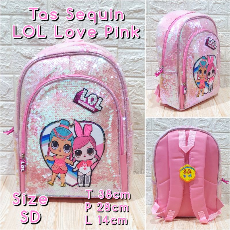 Tas Sekolah Sequin LoL Ukuran Large / Untuk SD Ransel Anak SD dan TK