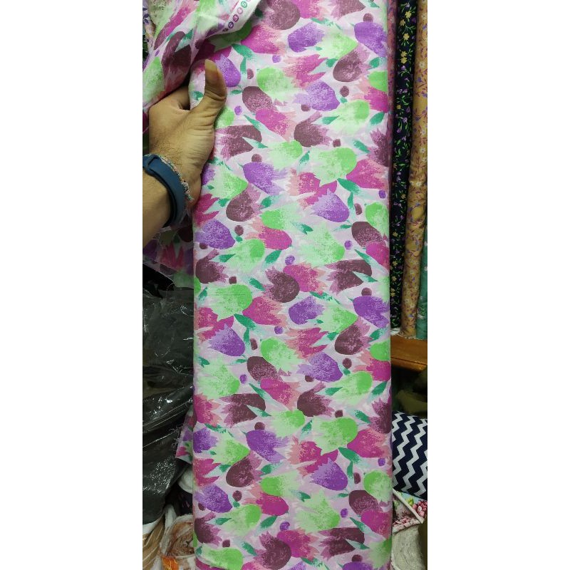 bahan kain katun jepang catoon catton japan desain motif bunga tulip besar warna warni