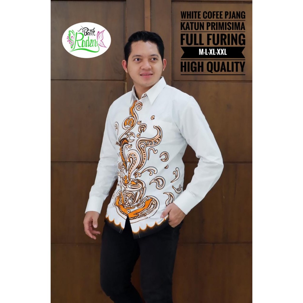 WHITE COFFE RADEN BATIKSOLOAMANAH KEMEJA BAJU BATIK PRIA SOLO LENGAN PANJANG FULL FURING KATUN HALUS BATIK PRABU SEKTI LESMANA WULU GADING GUMELAR WAYANG MABUR WIRADITYA UWER UNGU WINASTA ARDIAN ADIYASTA SAPTHA TANAKA CAKAR PARI NAGA SOGAN AJIBHANU SM KLA