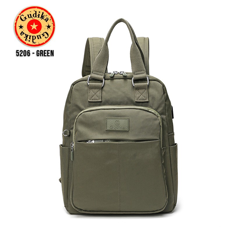 GUDIKA 5206 - Tas Ransel Laptop Wanita Kekinian Import Original Terbaru Bahan Nilon Waterproof Anti Air Premium Korea bisa muat banyak barang banyak slot kocek terlaris - tas wanita - tas cewek - tas kerja - tas laptop - rangsel - gudika bag - tas gudika-GREEN
