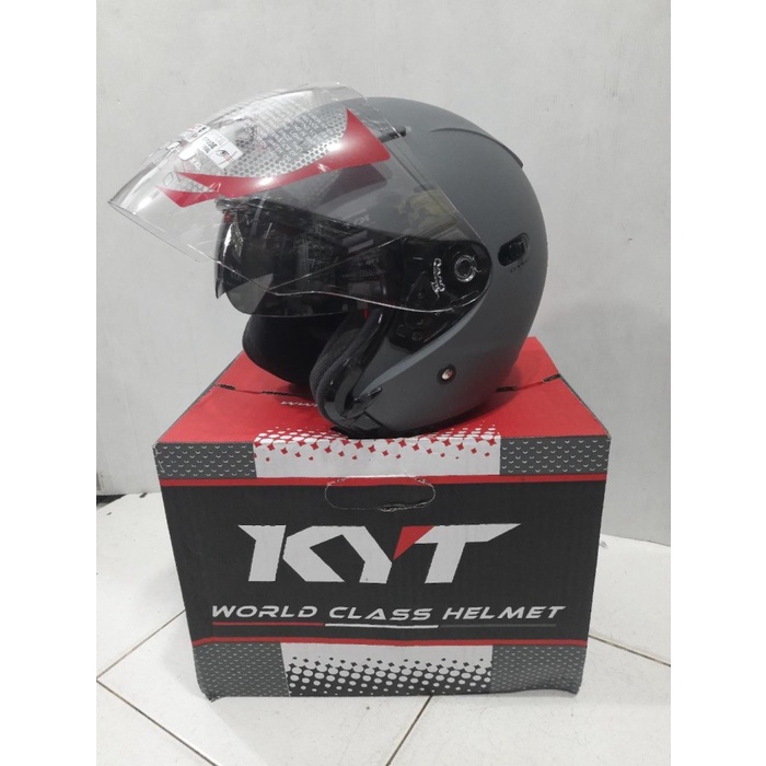 OTOMOTIF HELM MOTOR HELM KYT DJ MAXI SOLID DOUBLE VISOR HALF FACE