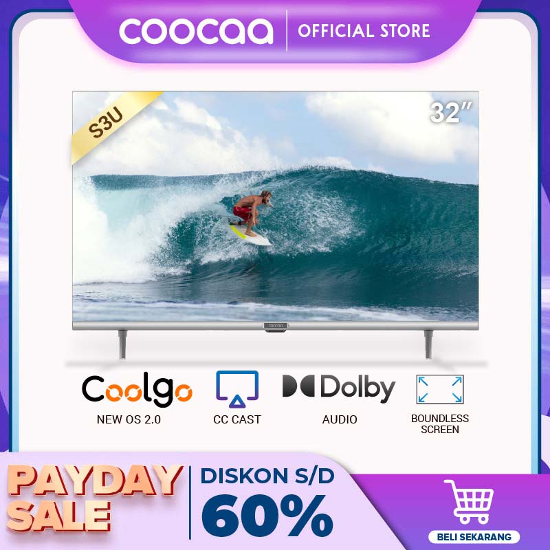 COOCAA 32 inch Digital Smart TV - OS Coolita - Digital TV - Wifi - Youtube (Model : Coocaa 32S3U)