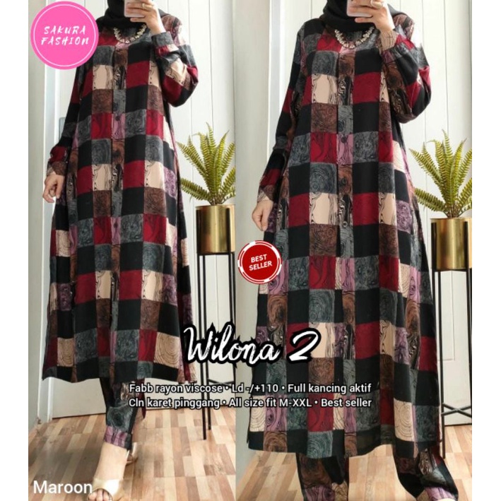 WILONA #2 ONE SET LONG TUNIK RAYON VISCOSE ALLSIZE FIT M-XXL