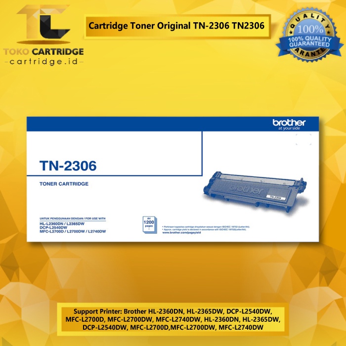 Cartridge Toner BROTHER TN-2306 Original Standard HL-2365DW DCP-L2540DW TN2306 HL-2360DN HL-2365DW DCP-L2540DW MFC-L2700D MFC-L2700DW MFC-L2740DW HL-2360DN HL-2365DW DCP-L2540DW MFC-L2700D MFC-L2700DW MFC-L2740DW